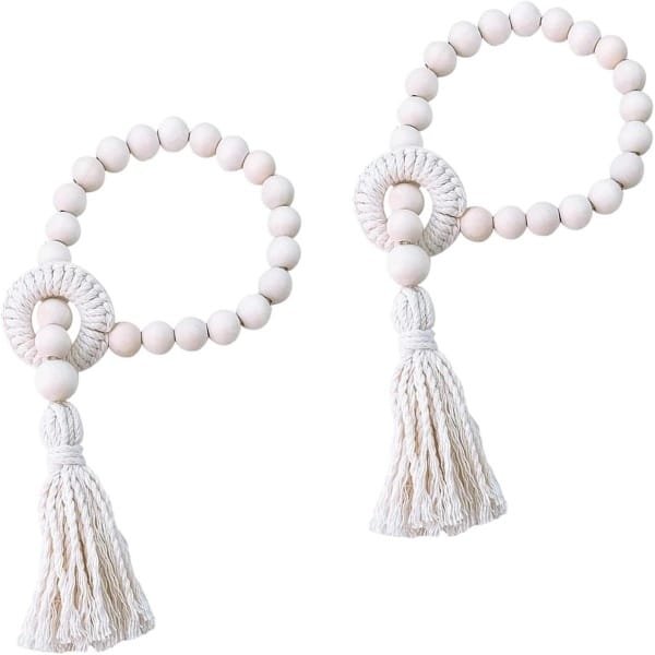 Brenzoos - ```Boho Gordijn Tiebacks van Katoenen Touw - Duurzame en Decoratieve Gordijn Accessoires voor Thuiskantoor, Keuken en Hotel Interieur (Wit) - Set van 2```