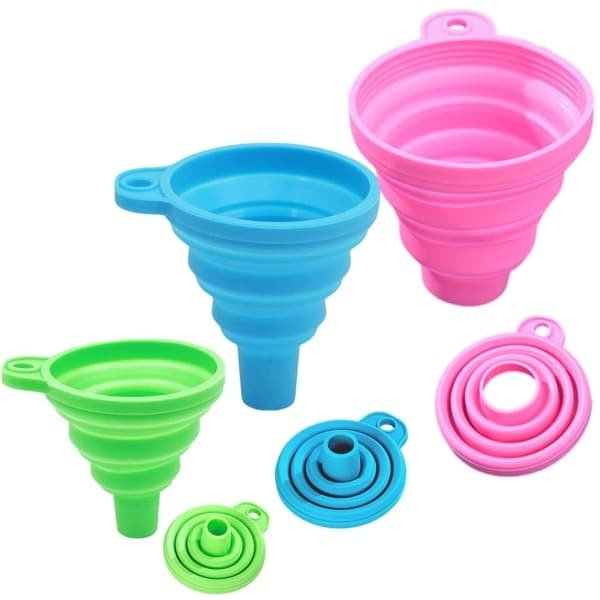 Brenzoos - Opvouwbare Trechter Set - Siliconen Gel Trechter Inklapbaar - Koken Keuken Accessoires Gadgets - Blauw Groen Roze