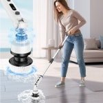 CHIWIN Elektrische Schoonmaakborstel Draadloos - Schrobber met Steel - 9 opzetstukken - Schrobborstel - Reinigingsborstel Aanpasbaar - Twee werkstanden - 2600 mAh Batterij - voor Schoonmaken van de Badkamer, Keuken, Ramen en Vloeren