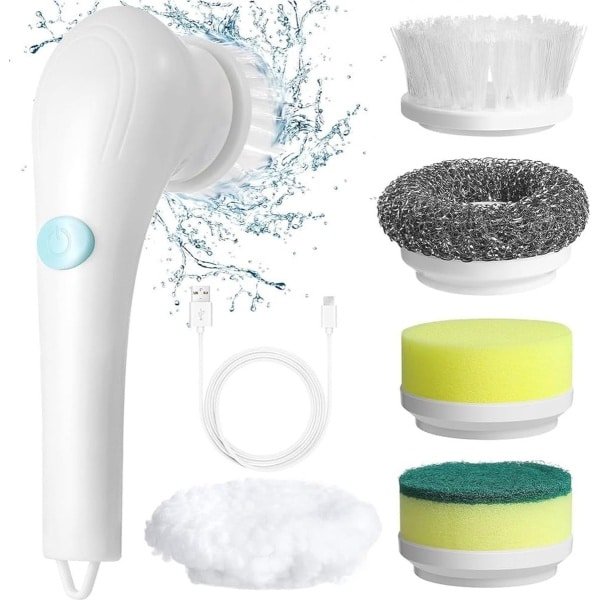 Draadloze Elektrische Schrobber met 5 Verwisselbare Borstelkoppen - Geschikt voor Badkamer, Keuken en Vloeren