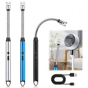 Elektrische Plasma Aansteker Set - USB Oplaadbare Staafaanstekers voor Keuken, Camping en Barbecue - Veiligheidsslot en 360 Graden Draaifunctie