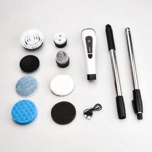 Elektrische Reinigingsborstel - 360 Graden Draaibare Scrubber met 7 Borstelkoppen voor Toilet, Keuken, Badkamer, Ramen - Wit