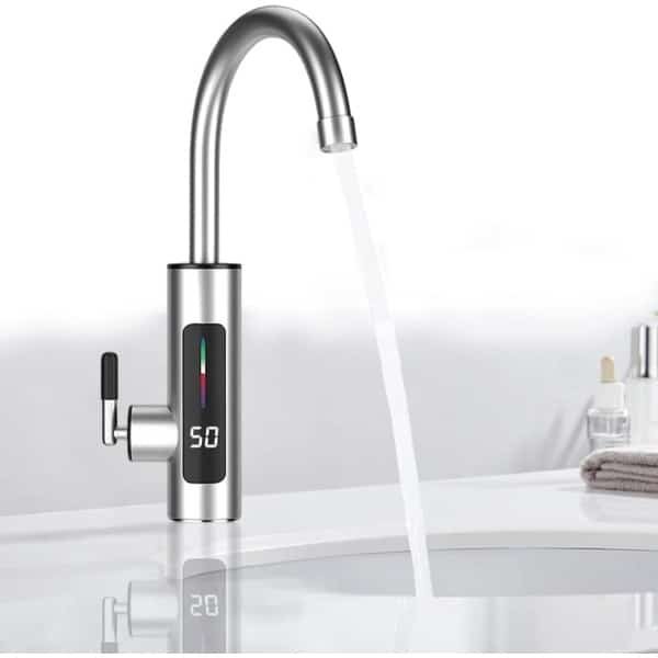 Elektrische Waterkraan - Rvs Hot en Cold Water Tap - 360° Draaibare LED Temperatuurweergave - Doorstroom Waterverwarmer voor Keuken en Badkamer