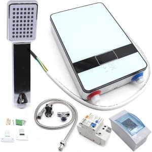 Elektrische instant doorstroomboiler 6500W met douchekop en digitale temperatuurweergave voor keuken en badkamer