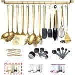 Goud kookgerei set, roestvrij staal 37-stukken keukengerei set met titanium goud plating, keuken gadgets kookgerei set, keuken gereedschap set met keukenhouder Non-Stick en hittebestendig.Vaatwasser veilig, gemakkelijk schoon te maken