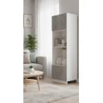 Industrial Home Magnetronkast Keukenkast Opbergkast - Hoge Keuken Opslagkast met Deuren en Planken - Modern Keukenmeubel in Betongrijs - Spaanplaat - 60x57x207 cm - Duurzame Vloermontage Kast voor Oven, Magnetron & Accessoires