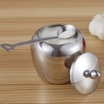 Inovra - RVS Suikerpot met Zoutpeperkom en Hartvormige Suikerlepel - Keuken en Huis Accessoires - Appelvormige Suikerhouder - Stijlvol Design - 304 Roestvrij Staal