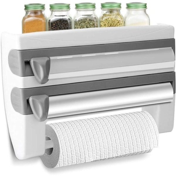 JHubers Goods - Wandhouder voor keukenrol met dispenser - multifunctioneel - grijs - keuken accessoire