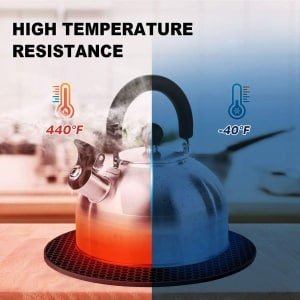 Jhubers Goods -Plus - 4 stuks grote hittebestendige siliconen onderzetters voor potten en pannen - Keuken accessoires - Antislip design - Zwart - Extra dik.