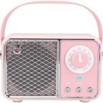 Kawaii kamerdecoratie, retro Bluetooth-luidspreker, draadloze Bluetooth-luidsprekers, roze schattige ouderwetse stijl voor keuken, bureau, slaapkamer, kantoor, feest, buiten, vintage accessoires (zachtroze)