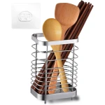 Keukenhulphouder RVS Bestekhouder Bestekmand: Bestekafvoerrek, Bestekmand, Kooklepelhouder van Metaal, Keuken Bestekmand, Spoelbak Organizer Accessoires voor Keuken (10x7.5x15cm)