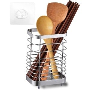 Keukenhulphouder RVS Bestekhouder Bestekmand: Bestekafvoerrek, Bestekmand, Kooklepelhouder van Metaal, Keuken Bestekmand, Spoelbak Organizer Accessoires voor Keuken (10x7.5x15cm)