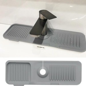 Kraanmat met spatbescherming - Kraanmat - Keuken spatbescherming accessoire - Voedselveilige siliconen - Lichtgrijs