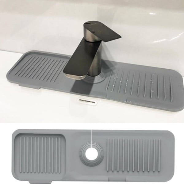 Kraanmat met spatbescherming - Kraanmat - Keuken spatbescherming accessoire - Voedselveilige siliconen - Lichtgrijs