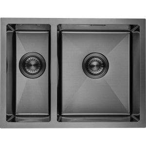 LOMAZOO Galaxy RVS Keuken Spoelbak & Wasbak - Dubbele Gootsteen - Duurzaam en Onderhoudsvriendelijk - Inclusief Accessoires - 595x450x200mm
