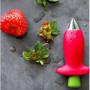 New Age Devi - 2 x Aardbei ontkroner - Handige keuken accessoire - Rood groen