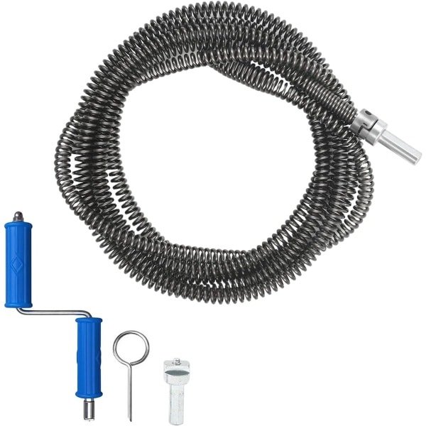 Pipe Cleaning Spiral - 5 m x Diameter 10 mm - Afvoer Cleaner - Multifunctionele Tube Reiniging - Elektrische en Handmatige Adapters - Staal - Efficiënte Afvoerreiniging voor Keuken en Badkamer