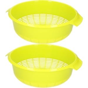 Plasticforte keuken vergiet - 2x - groen - 27 x 23 x 9 cm - Laag model - kunststof - keuken accessoires