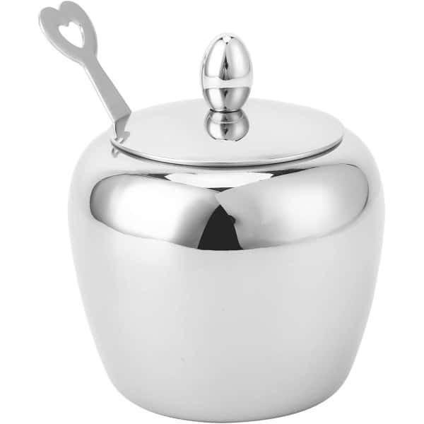 RVS Suikerpot 304 met Spiegel Polish - Suikercontainer voor Zout, Peper en Kruiden - Inclusief lepel en deksel - Huis en Keuken accessoire