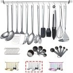 Roestvrij staal kookgerei set, 37 stukken keukengerei set, keuken gadgets kookgerei set, keuken gereedschap set met keukenhouder Non-Stick en hittebestendig.Vaatwasser veilig, gemakkelijk schoon te maken