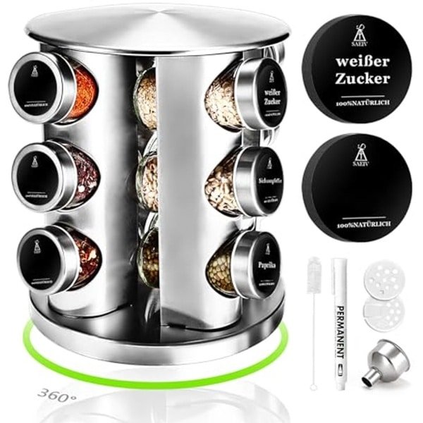 Roterend kruidenrek met kruidenpotjes en accessoires voor de keuken