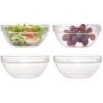 Salade schaal - 4x - glas - 12 cm - slakommetje - serveerschaal - keuken - Keuken accessoires - schalen en kommen
