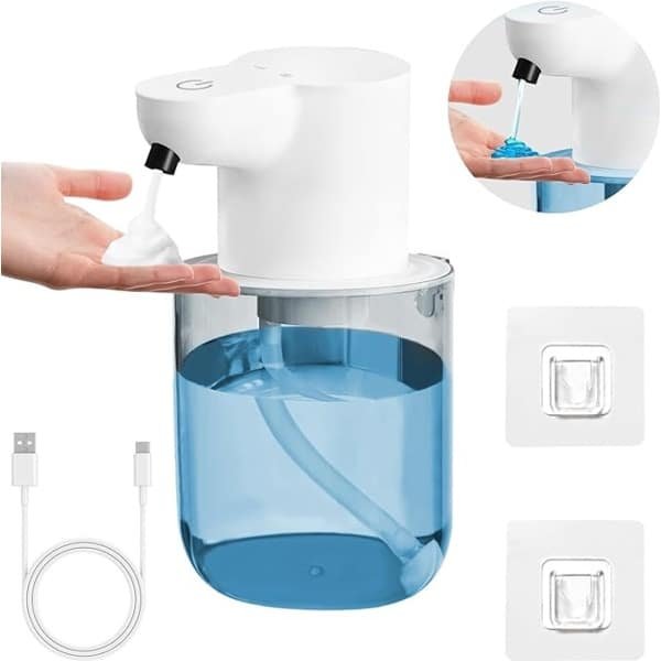 S&Dshopline® Automatische zeepdispenser, schuimzeepdispenser, 400 ml, elektrische wandmontage, contactloze zeepdispenser met sensor, 4 standen instelbare schakelaar, IPX5 waterdicht, voor badkamer, keuken,
