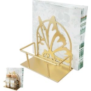 Servethouder voor op tafel, metalen servettendispenser, papieren servetten opslag, tafeldecoratie, keuken accessoire - Vlinder Goud.
