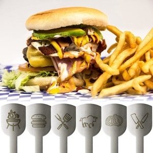 Set van 6 roestvrijstalen hamburger spiesen - Metalen spiesen met brede grip - BBQ en keuken accessoires