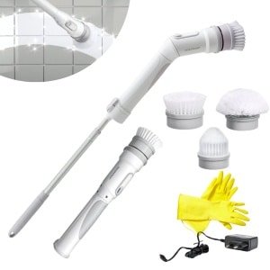 Silvercrest - Elektrische Schoonmaakborstel XXL / polijstmachine / Schrobber - Vloerreiniger met Steel - Poetsmachine roterend met 3 opzetstukken - Badkamer/Keuken/Auto - Draadloos