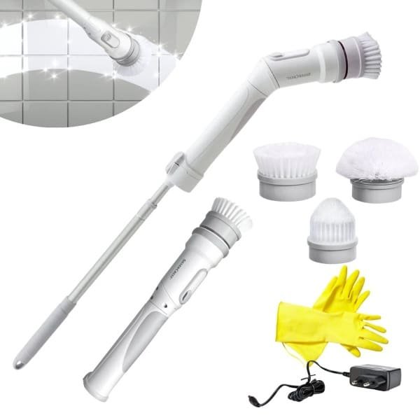 Silvercrest - Elektrische Schoonmaakborstel XXL / polijstmachine / Schrobber - Vloerreiniger met Steel - Poetsmachine roterend met 3 opzetstukken - Badkamer/Keuken/Auto - Draadloos