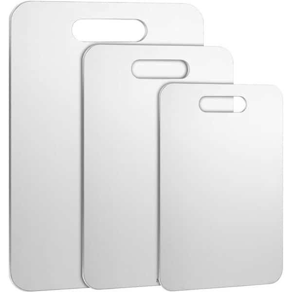 Snijplankenset 25 x 15 cm - Titanium snijplank van premium kwaliteit - Moderne keuken accessoires van roestvrij staal metaal