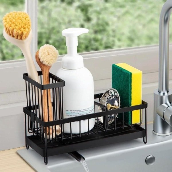 Spoelbak Gootsteen Organizer Caddy - Afwas Keuken Accessoires Opbergrek met Borstelhouder.