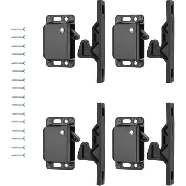 Thelau - Lade- en Kastdeur Accessoires - 4 Stuks - Zwart - Push-to-Close - Voor Thuis, Camper, Caravan - Keuken, Kantoor, Slaapkamer