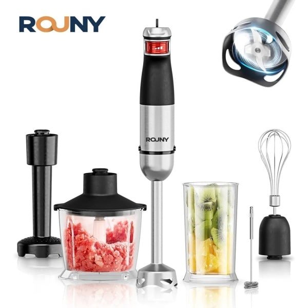 TrendWave Elektrische handstaafmixer 6-in-1 multifunctionele staafmixer, roestvrijstalen messen, huis en keuken, MAX 1500 W