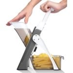 Veilige mandoline groentehakmolen met container - professioneel keukengerei met 30+ voorinstellingen en dikteregelaar - snellere voedselsnijmachine - gadgets voor ui aardappel - grijs