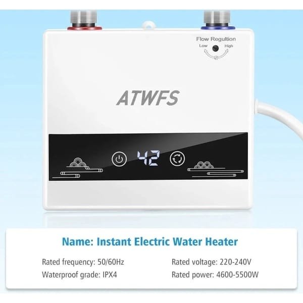 WNHB® Elektrische Doorstroom Boiler Met Thermostaat - Voor Douche En Keuken - Inclusief Douchekop