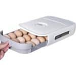 longziming Opbergbox Eierhouder - Plastic Eierdoos - Bewaar 20 Eieren - Eierhouder voor Koelkast - Eierbox Organizer - Keuken Accessoire - Wit- Koelkast Opslag
