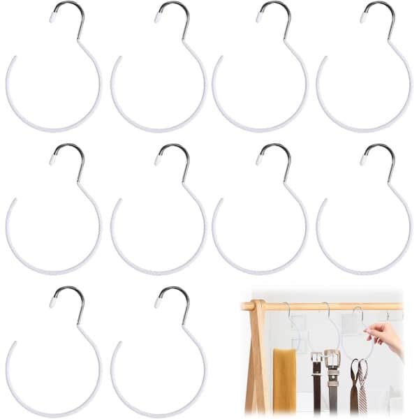 10 Pcs Kledinghangers voor Sjaalringen - Sjaalhouder voor Hoeden - Riemhouder - Sjaalhanger - Opberging van Sjaals in de Kledingkast - Accessoires voor Keuken en Woonkamer - Kledinglijn