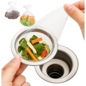 100x Wegwerp Gootsteen Filterzakjes - Fijnmazig Net voor Voedselafval | Anti-Verstopping | Rekbaar tot 18 cm | Polyester | Hygiënisch & Makkelijk in Gebruik - Keuken Accessoire