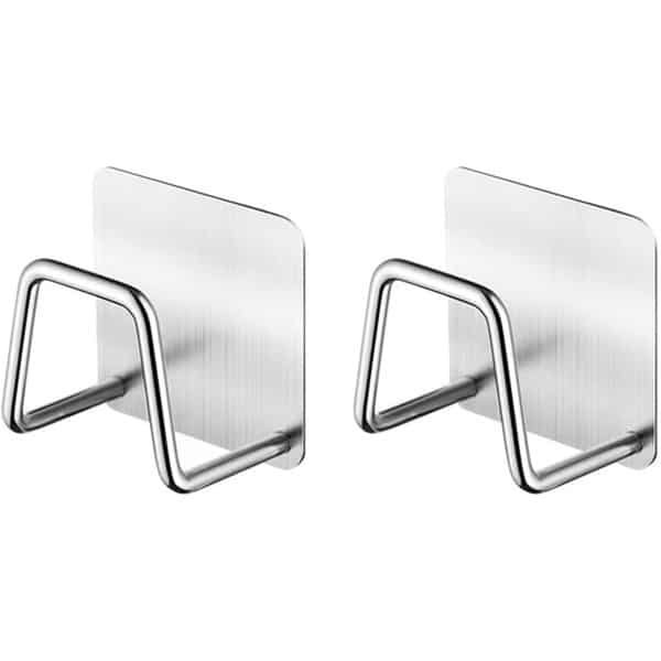 2 Pcs Sponge Holders voor Keuken - Keuken Sink - Waterproof Hooks - Keuken Accessoires voor Huishoudelijke Opslag en Afvoer (Zilver)