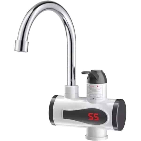 220V 3000W Instant Warmwaterkraan Tankloze Elektrische Kraan met 360° Draaibare Uitloop LED Digitaal Display voor Keuken Badkamer (Witte EU-STEKKER)