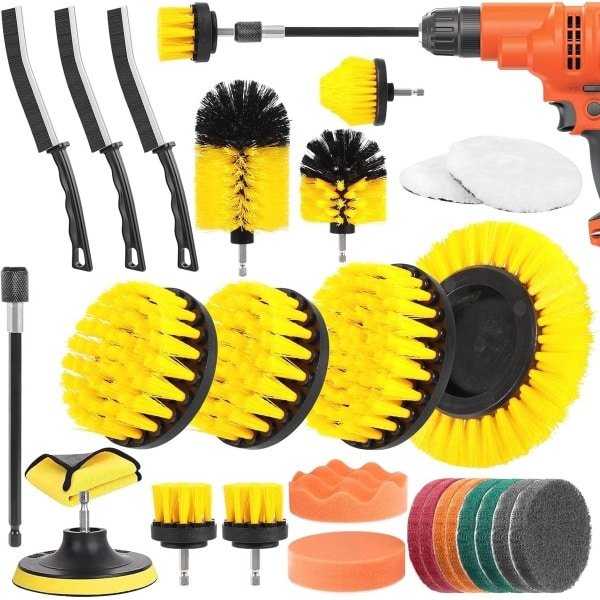 27-delige elektrische boorborstelset voor dieptereiniging van keuken, badkamer en auto