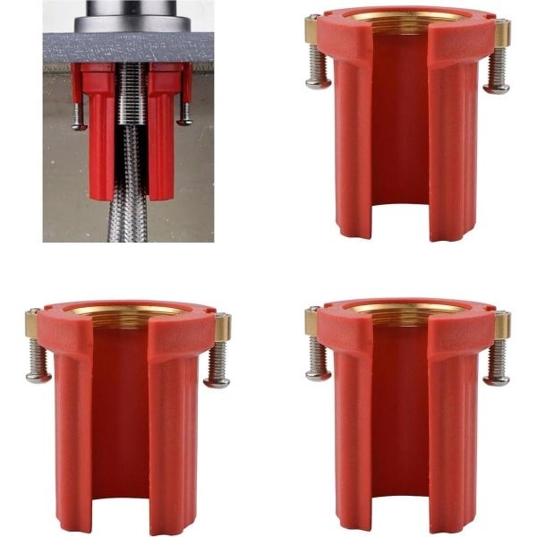 3 stuks ABS kraan zekeringsmoeren - anti-losraken borgmoeren - keuken kraan bevestigings accessoires (rood)