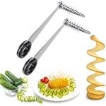 3 stuks Koper aardappel spiraal, roestvrij Spiraliser van groenten, Handheld Koper van aardappels in spiraal, voor fruit Komkommers Karotten Accessoires Keuken