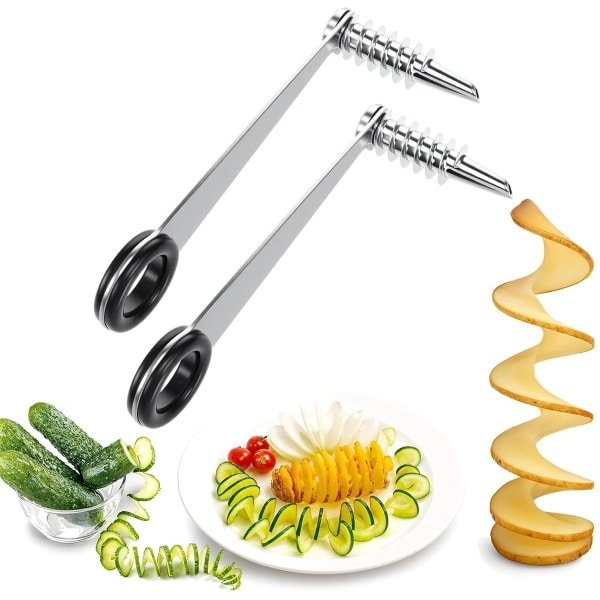 3 stuks Koper aardappel spiraal, roestvrij Spiraliser van groenten, Handheld Koper van aardappels in spiraal, voor fruit Komkommers Karotten Accessoires Keuken