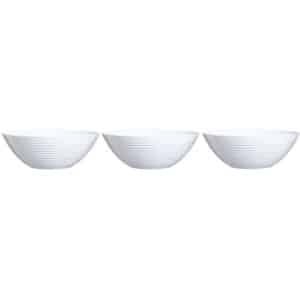 3x Salade schalen/slakommen van wit glas 27 cm - Schalen en kommen - Keuken accessoires