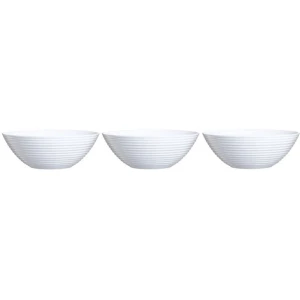 3x Salade schalen/slakommen van wit glas 27 cm - Schalen en kommen - Keuken accessoires