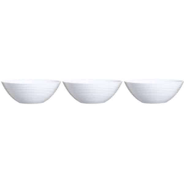 3x Salade schalen/slakommen van wit glas 27 cm - Schalen en kommen - Keuken accessoires