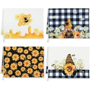 4pcs Keukenhanddoeken 40x60cm - Theedoeken voor Keuken - Zacht Absorberend Sneldrogend Bar Handdoeken voor Thuis Pub Accessoires (Honeybee)